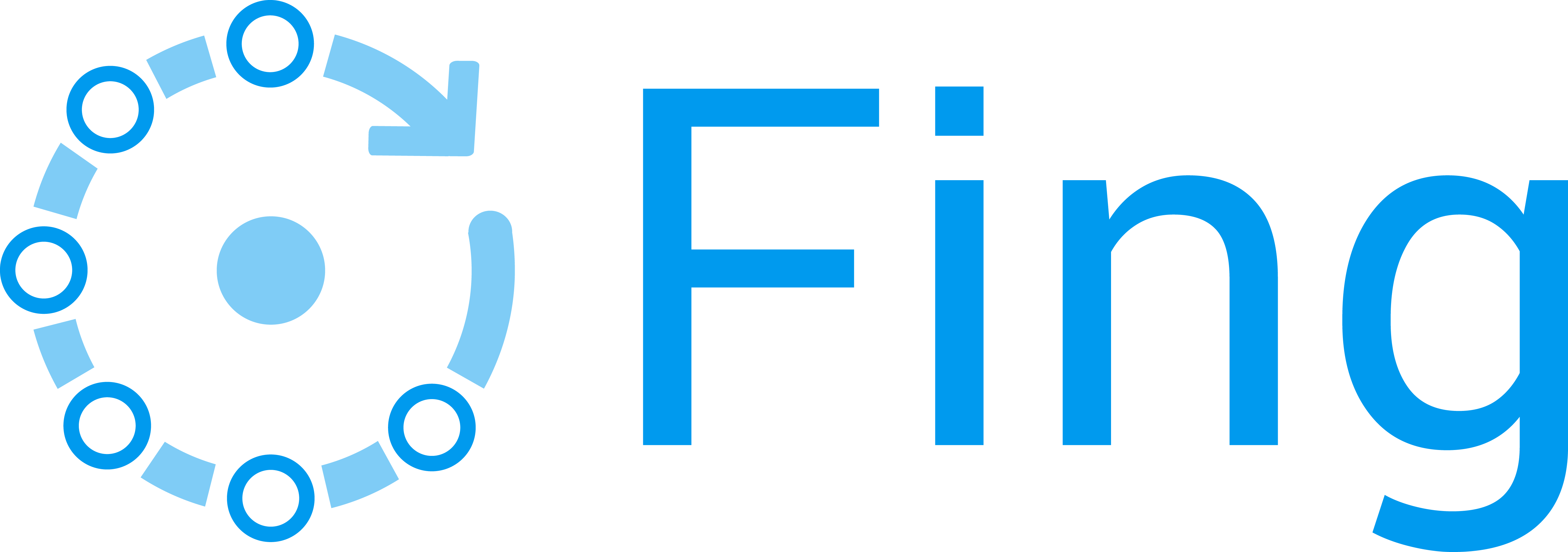  The Fing logo in blue against a dark green background.